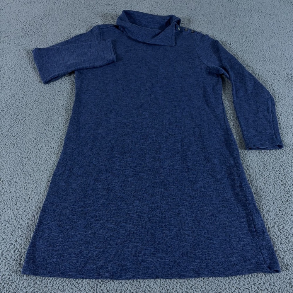 Pure J Jill Sweater Dress Womens L Petite Tunic Asymmetrical Button Collar Knit
